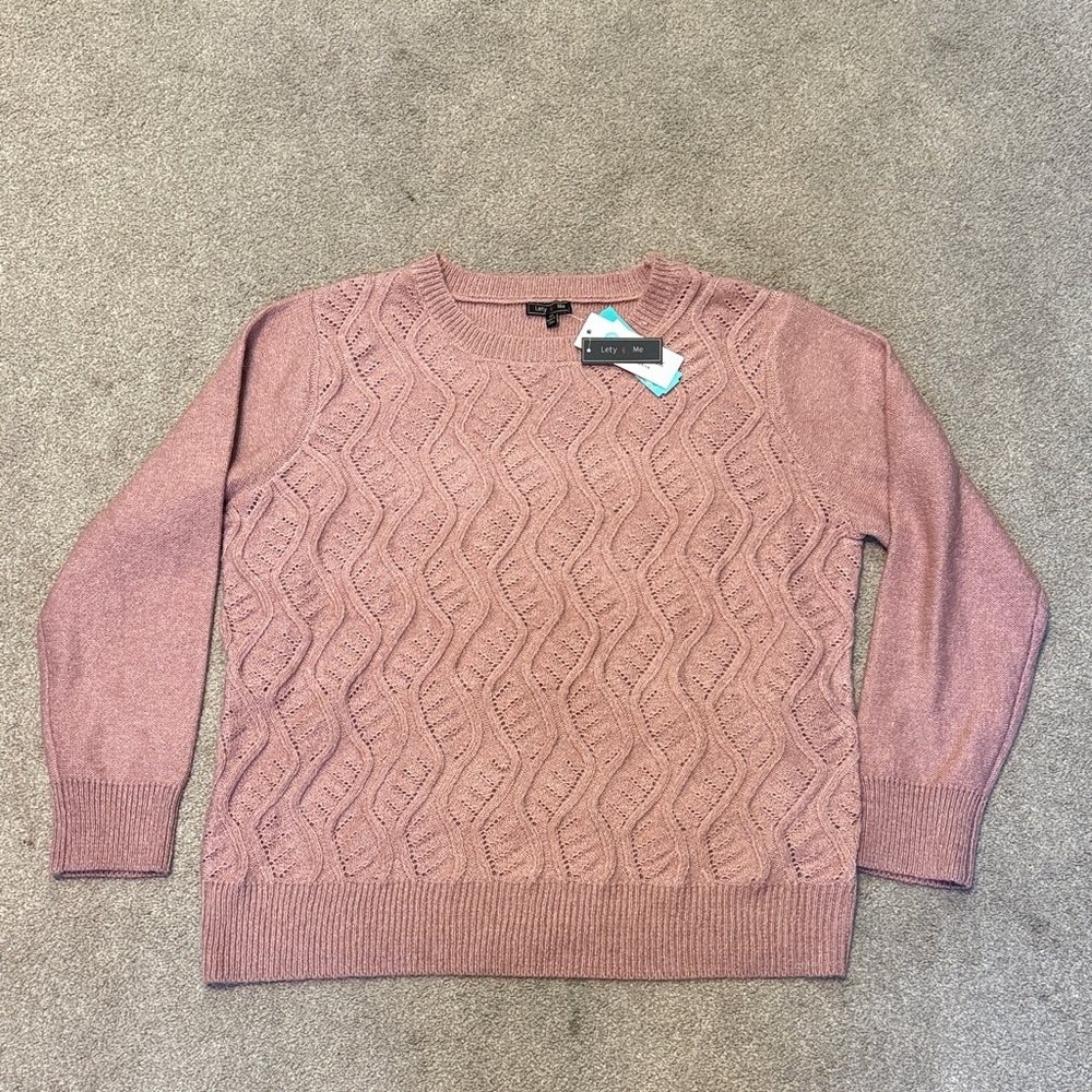 Lety & Me Pink Crewneck Long Sleeve Sweater Size 2X